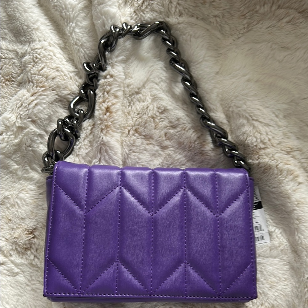 Purple Quilted Chain Shoulder Bag